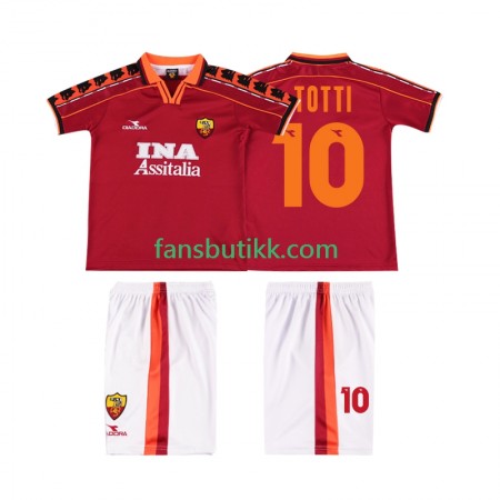 Fotballdrakt AS Roma TOTTI 10 1999 Barn Retro Hjemmetrøye 1998 Kortermet